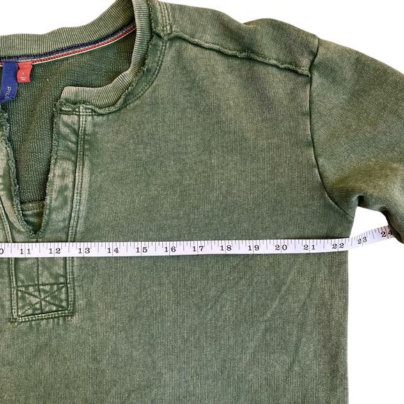 ANTHROPOLOGIE Pilcro Olive Green Terry Split Hem Tunic Top Distressed Cotton - Picture 12 of 16